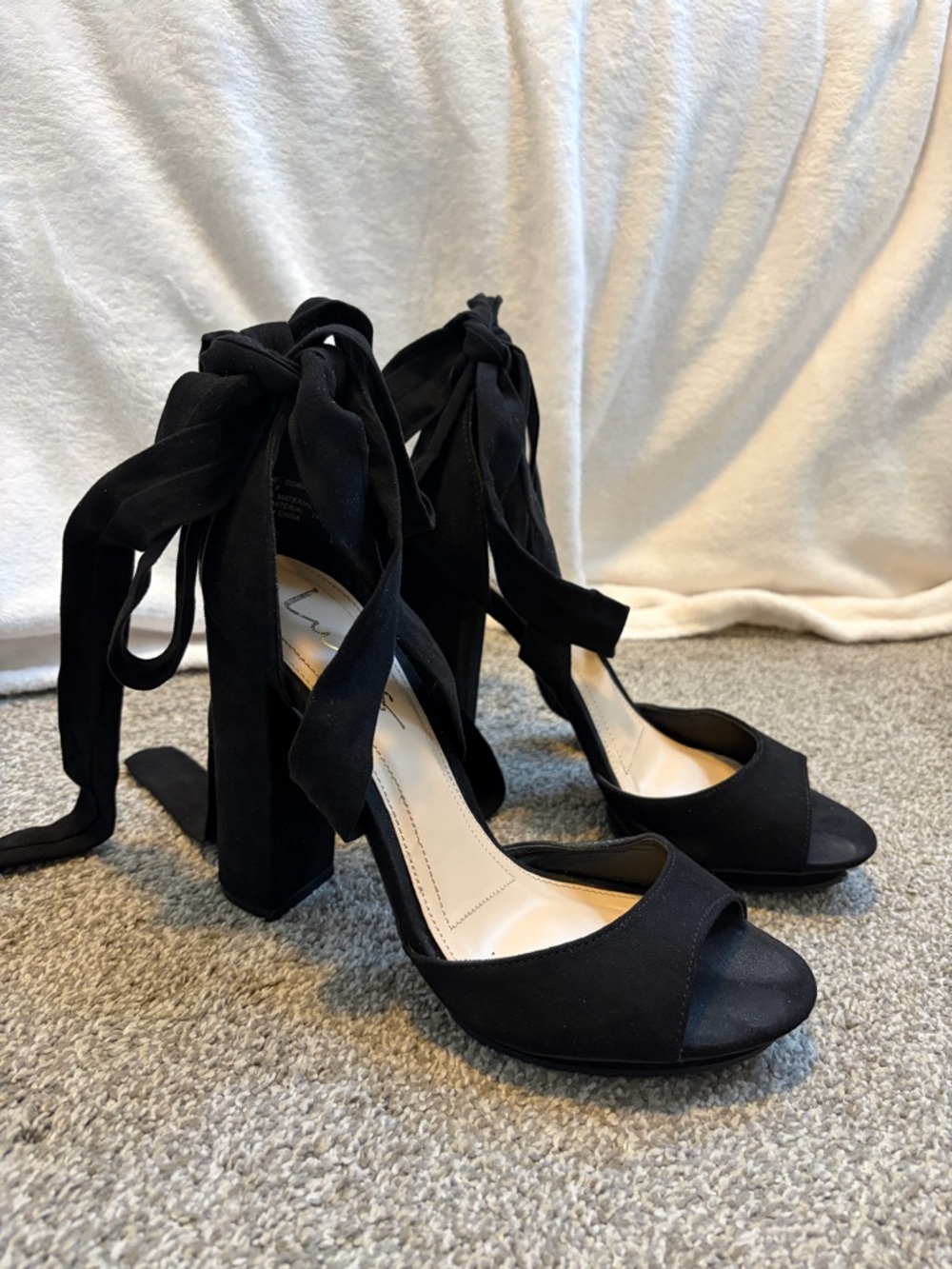 Lulus Black Wrap-Ankle High Heels - Picture 2 of 5